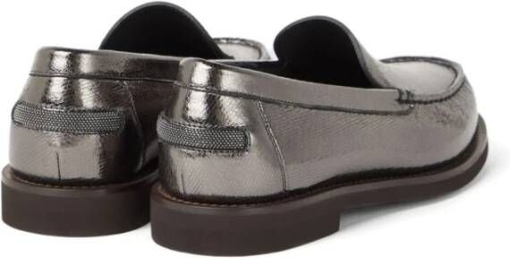 Brunello Cucinelli Grijze Platte Schoenen Slip-On Stijl