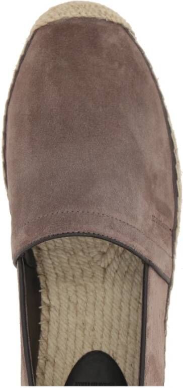 Brunello Cucinelli Grijze Suede Platte Espadrilles