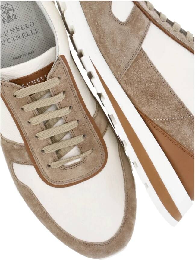 BRUNELLO CUCINELLI Ivoor Leren Sneakers met Contrasterende Details Multicolor Heren