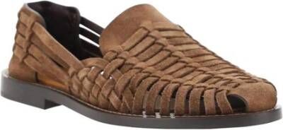 BRUNELLO CUCINELLI Leren Instaploafers met Gevlochten Design Brown Heren