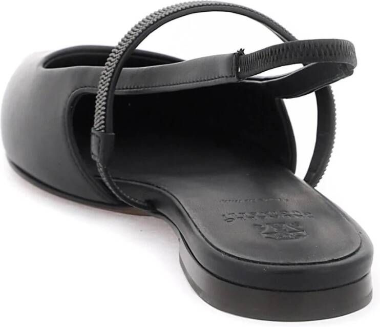 BRUNELLO CUCINELLI Leren Slingback Ballet Flats met Precieuze Band Black Dames