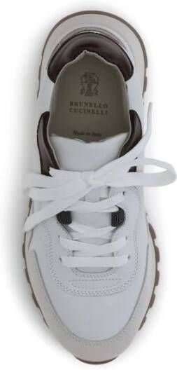 Brunello Cucinelli Leren sneakers met glanzende details