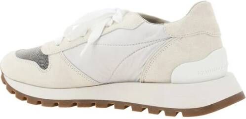 BRUNELLO CUCINELLI Leren Sneakers met Juweelversiering White Dames