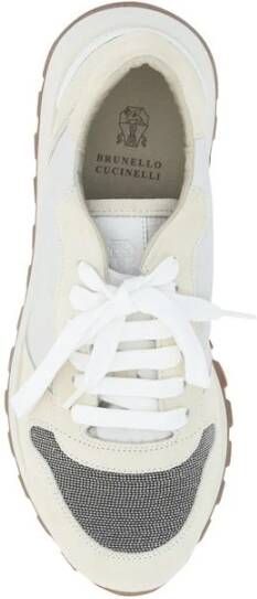 BRUNELLO CUCINELLI Leren Sneakers met Juweelversiering White Dames