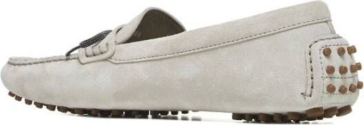BRUNELLO CUCINELLI Lichtgrijze bootschoenen met Monile strik Gray Dames