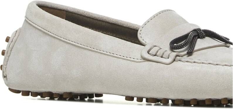 BRUNELLO CUCINELLI Lichtgrijze bootschoenen met Monile strik Gray Dames