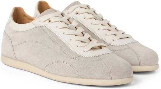 Brunello Cucinelli Lichtgrijze Suède Veterschoenen Sneakers