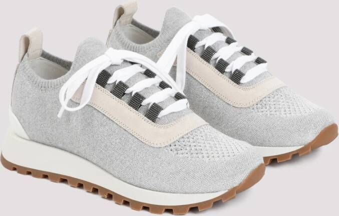 BRUNELLO CUCINELLI Lichtgrijze Textiel Sneakers Gray Dames Schoenen