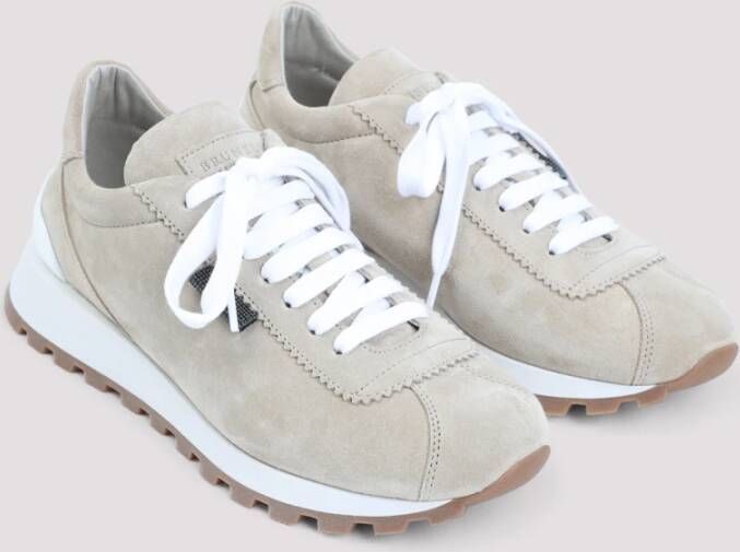 Brunello Cucinelli Luxe Suede Sneakers Nude Neutrals