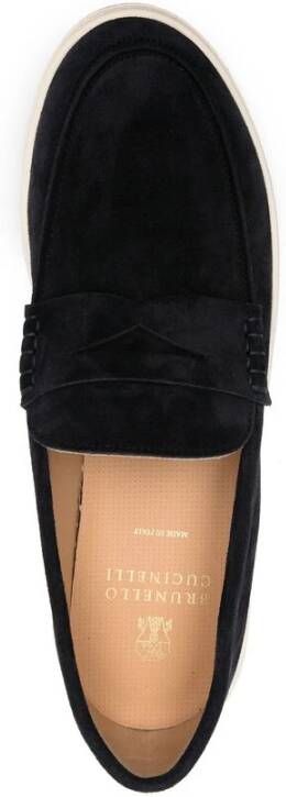 Brunello Cucinelli Marineblauwe Penny Slot Sneakers