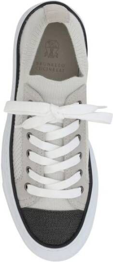 Brunello Cucinelli Mesh katoen en suède Sneakers