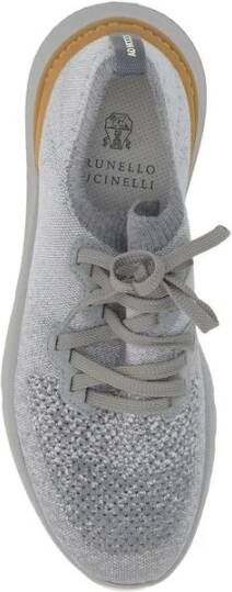 Brunello Cucinelli Mesh Lace-Up Sneakers met Handtekening Trek