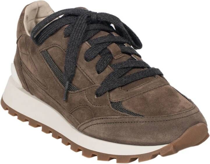 Brunello Cucinelli Nabuk en Monile Running Sneakers