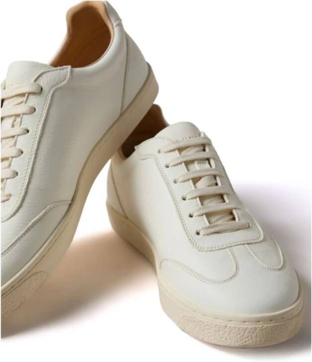 BRUNELLO CUCINELLI Off-White Leren Sneaker Logo Print White Heren