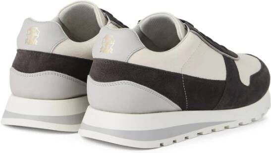 Brunello Cucinelli Off-White Leren Sneaker met Suède Hiel