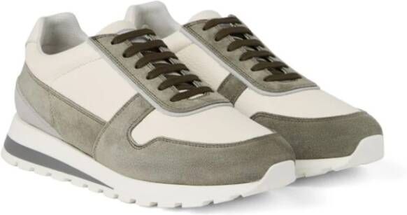 BRUNELLO CUCINELLI Olijfgroene Suède Platte Schoenen Green Heren
