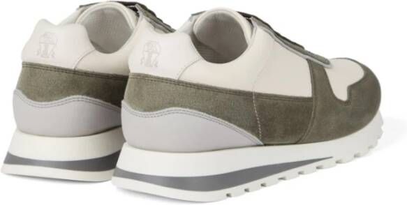BRUNELLO CUCINELLI Olijfgroene Suède Platte Schoenen Green Heren