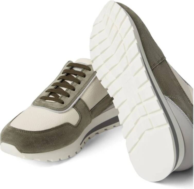 BRUNELLO CUCINELLI Olijfgroene Suède Platte Schoenen Green Heren