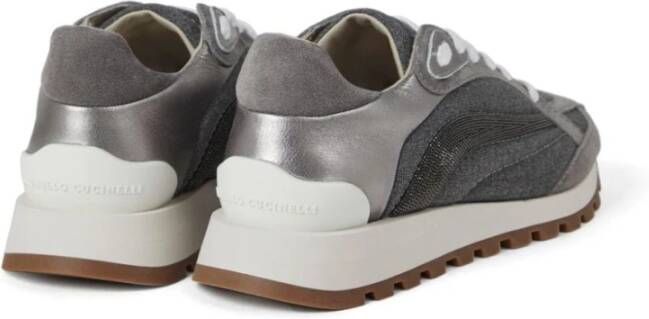 BRUNELLO CUCINELLI Platte schoenen met Monili-kettingdetail Gray Dames