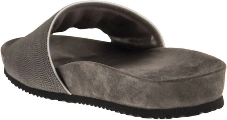 BRUNELLO CUCINELLI Precious lignite slippers Gray Dames