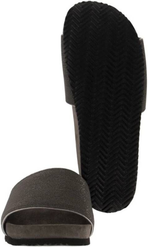 BRUNELLO CUCINELLI Versierde Ligniet Pantoffels Gray Dames