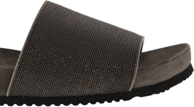 BRUNELLO CUCINELLI Precious lignite slippers Gray Dames