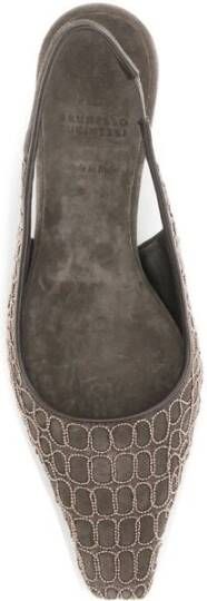 Brunello Cucinelli Stad Slingback Hakken met Monile Borduurwerk