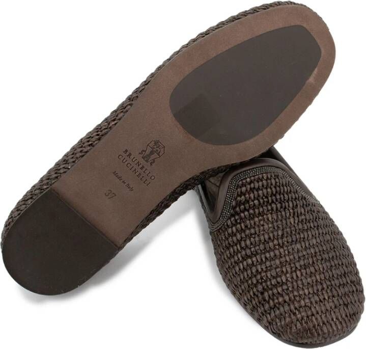 Brunello Cucinelli Stijlvolle Geweven Loafers in Bruin