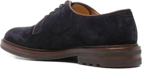 Brunello Cucinelli Suède Derby Schoenen Donkerbruin Vetersluiting