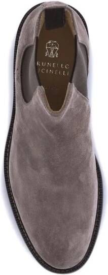 Brunello Cucinelli Suède Enkellaarzen met Stretchband