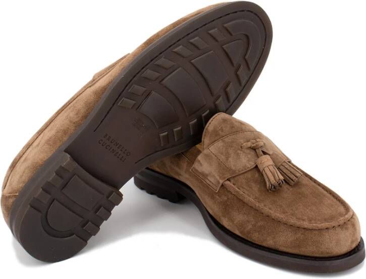Brunello Cucinelli Suède Kwast Mocassins