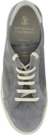 Brunello Cucinelli Suede Lace-Up Sneakers met Handtekening Print