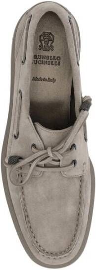 Brunello Cucinelli Suède loafers met bootschoenstijl