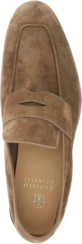 BRUNELLO CUCINELLI Suede Loafers met Leren Interieur Brown Heren