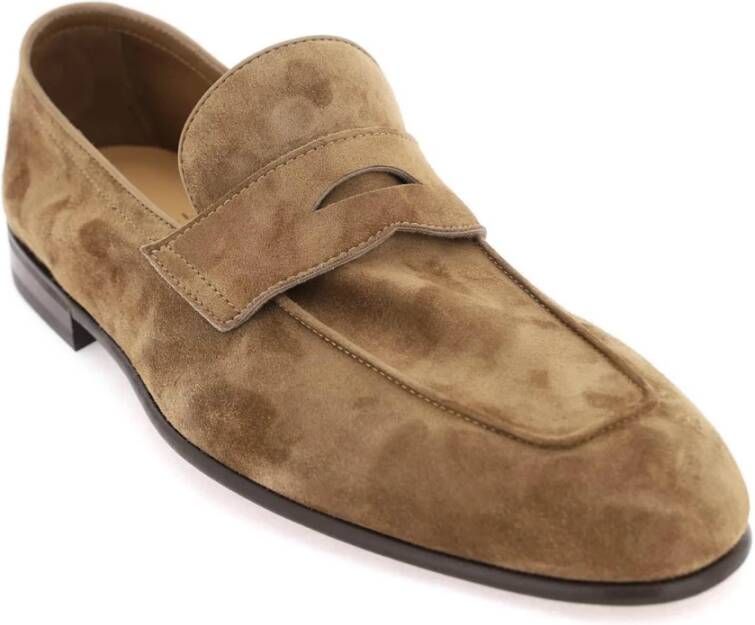 BRUNELLO CUCINELLI Suede Loafers met Leren Interieur Brown Heren