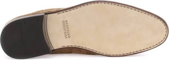 BRUNELLO CUCINELLI Suede Loafers met Leren Interieur Brown Heren