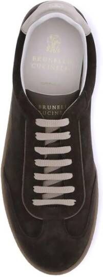 Brunello Cucinelli Suède Sneakers met Logo Hiel