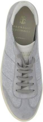 Brunello Cucinelli Suède Sneakers met Veters en Signature Print