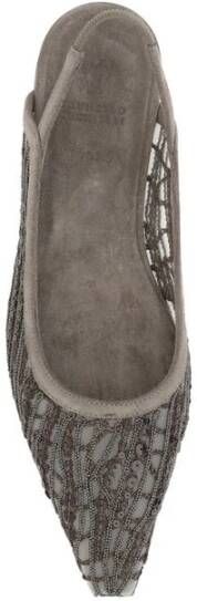 Brunello Cucinelli Versierde ballerina's met mesh-ontwerp