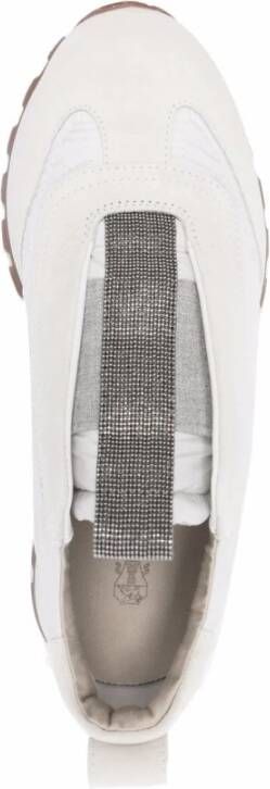 BRUNELLO CUCINELLI Witte Suède Sneakers met Monile Inzet White Dames