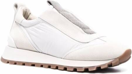 BRUNELLO CUCINELLI Witte kralen versierde lage sneakers White Dames