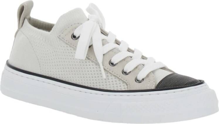 BRUNELLO CUCINELLI Witte lage top sneakers vetersluiting White Dames