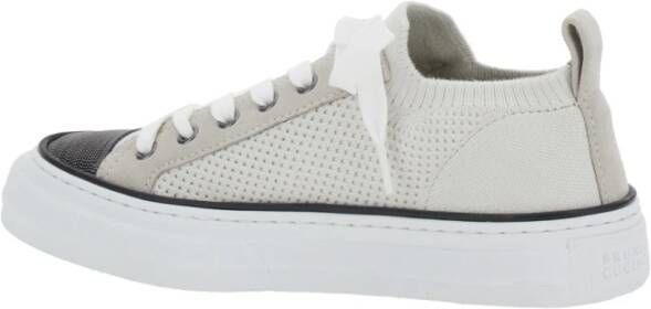 BRUNELLO CUCINELLI Witte lage top sneakers vetersluiting White Dames