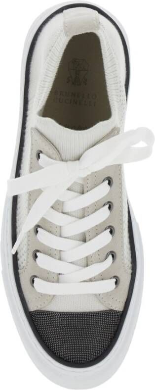 BRUNELLO CUCINELLI Witte lage top sneakers vetersluiting White Dames