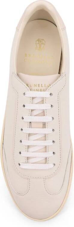 Brunello Cucinelli Witte Leren Lage Sneakers Gemaakt in Italië