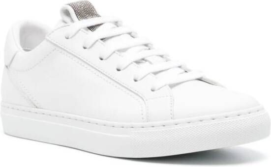 Brunello Cucinelli Witte Leren Sneakers met Monili Ketting
