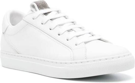 BRUNELLO CUCINELLI Witte Leren Sneakers met Monili Kettingdetail White Dames