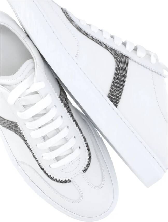 Brunello Cucinelli Witte Leren Sneakers met Precieuze Detail