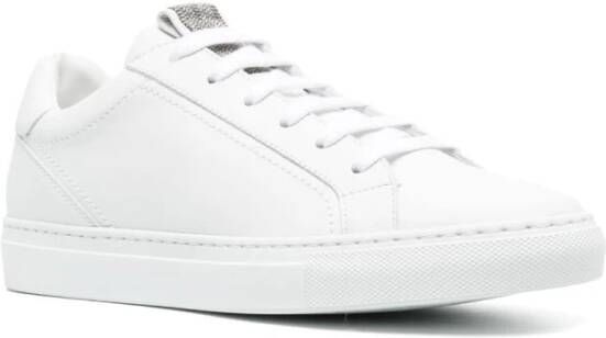 BRUNELLO CUCINELLI Witte Monili-Detail Leren Sneakers White Dames