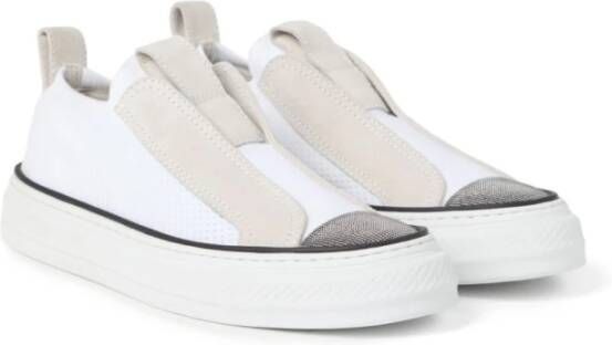 Brunello Cucinelli Witte Slip-On Sneakers met Plateauzool